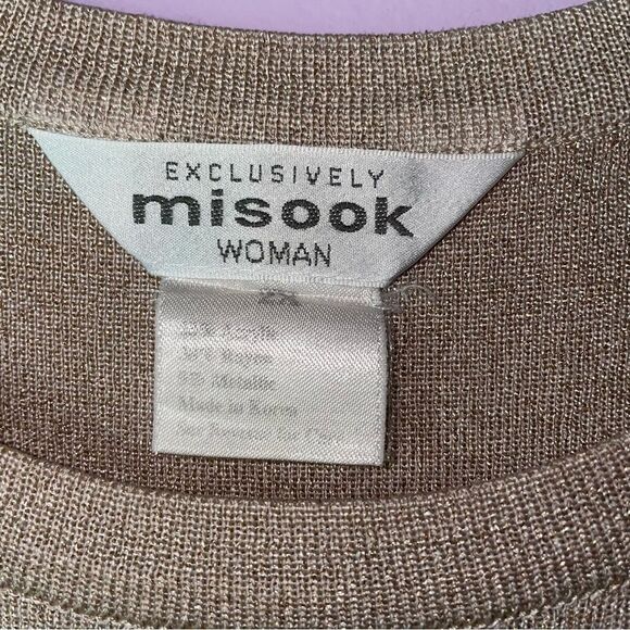 Misook 2X Knit Tank Top Double Scoop Neck Tan Metallic - Picture 4 of 7